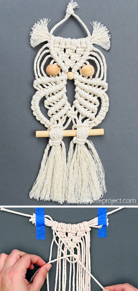 Macrame Owl Pattern, Adjustable Bracelet Diy, Diy Macrame Plant Hanger Easy, Minimalist Macrame, Owl Tutorial, Christmas Angel Crafts, Macrame Plant Hanger Tutorial, Free Macrame Patterns, Owl Wall Hanging