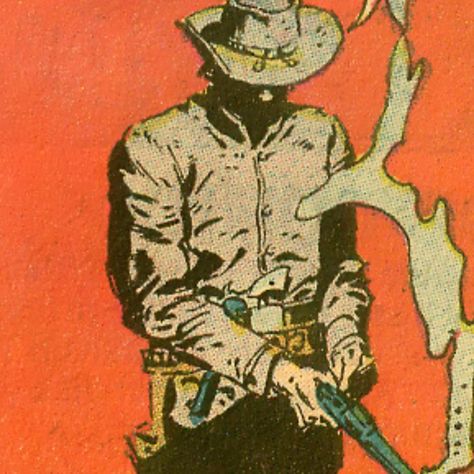 50s Cowboy Aesthetic, Cowboy Comic Art, Western Comic Art Style, Cowboy Pfp, Cowboy Comic, Cowboy Sketch, Spooky Cowboy, Mexican Standoff, Sailor Moon Quotes