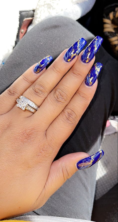 Sapphire Blue Nails, Sapphire Nails, Blue Marble, Sapphire Blue, Blue Nails, Coffin Nails, Nail Design, Nail Ideas, Blue Sapphire