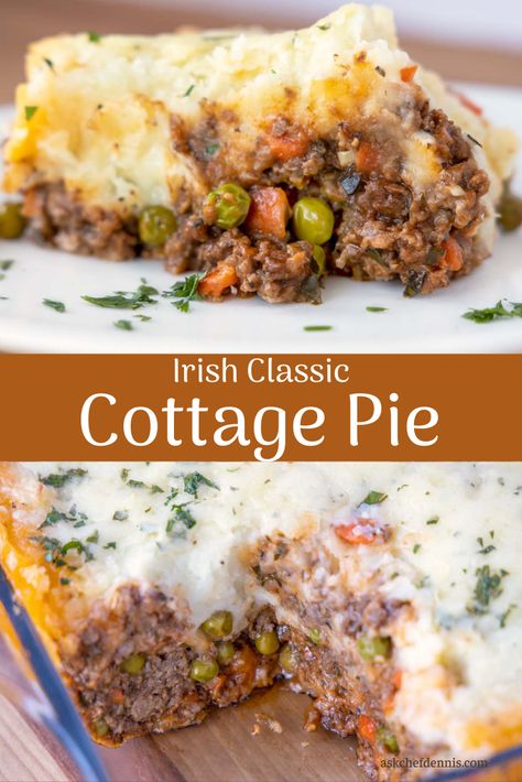 Irish Cottage Pie, Cottage Pie Recipe, Irish Dishes, Irish Cuisine, Shepherds Pie Recipe, Irish Cottage, Cottage Pie, Shepherd's Pie, Meat Pie