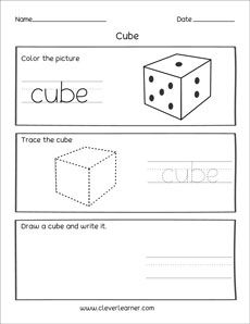 Cube Worksheet Kindergarten, Cube Shape Worksheet, Cube Worksheet, Shape Worksheet, Red Classroom, 3d Shapes Activities, Preschool Shapes, Picture Cube, Preschool Activities At Home