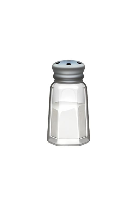 The emoji 🧂 depicts a small, white salt shaker with a blue cap and a few grains of salt spilling out of the top. The shaker has a curved body and a flat base, and the cap is slightly wider than the body. The overall appearance is simple and straightforward, with a clear representation of the object it represents. Salt Drawing, Silly Emojis, Emoji Copy, Emoji Dictionary, Apple Emojis, 3d People, Emoji Iphone, Emoji Wallpaper Iphone, The Emoji