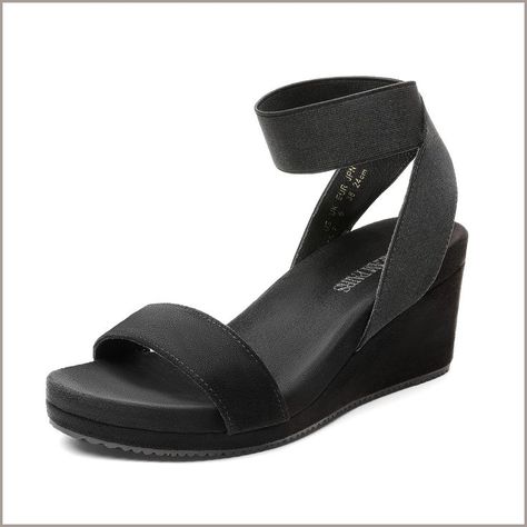 DREAM PAIRS Women's Elastica Ankle Strap Open Toe Platform Wedge Sandals Women Platform Sandals, Womens Sandals Wedges, Black Wedge, Platform Wedge Sandals, Sandals Brands, Womens Wedges, Platform Wedge, Open Toe Sandals, Wedge Sandal