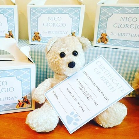 Adopt a bear party favours Adopt A Bear Party Favor, Bear Theme, Bear Party, Second Birthday, 20th Birthday, Birth Certificate, Party Favours, Hen Party, Christmas Wedding