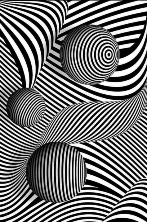 Image Illusion, Illusion Kunst, Illusion Drawings, Images D'art, Cool Optical Illusions, Art Fractal, Art Optical, Abstract Black And White, Optical Art