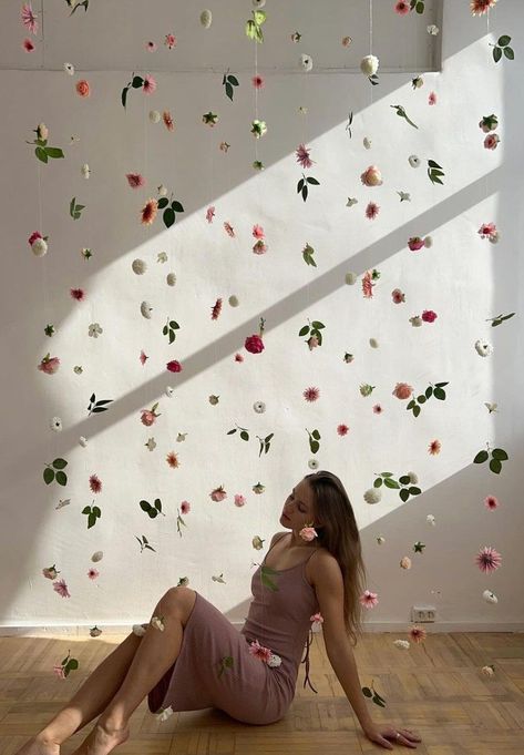 Hanging Flower Garland, Custom Hanging Flowers Kit, DIY Ceiling Flower Set, Floating Flower Wall Hanging Backdrop for Wedding/ Birthday - Etsy #Ideas #Events #DecorTips #HomeDecorating #with #Bar #Creativity #Elevating #Flower #HomeInspiration #Floral Hanging Roses Photoshoot, Birthday Flowers Decorations, Floating Flowers Photoshoot, Simple Decoration For Engagement At Home, Hanging Flowers Photoshoot, Flower Backdrop Photoshoot, Floating Flower Backdrop, Hanging Flowers Decor, Hanging Flowers Backdrop