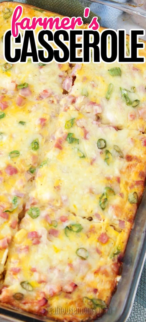 Ham And Cheddar Breakfast Casserole, Ham And Cheese Breakfast Casserole Eggs, Sliced Ham Breakfast Recipes, Farmers Egg Casserole, Sausage Bacon Ham Egg Casserole, Eggs Ham Hashbrown Casserole, Ham Potato Egg Breakfast Casserole, Breakfast With Ham And Eggs, Eggs And Ham Casserole