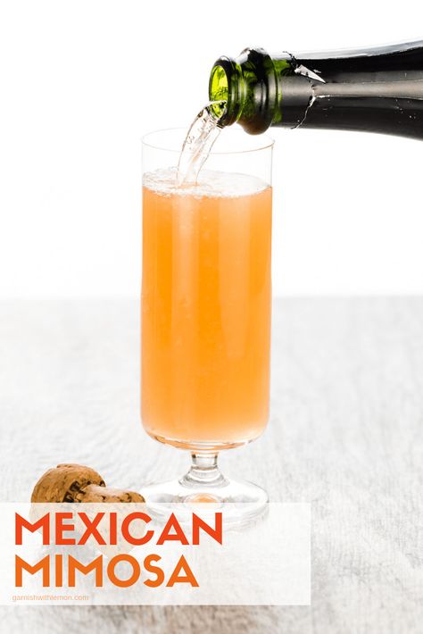 If you aren't hosting Sunday brunch soon, you'll find a reason to after you try this Mexican Mimosa. Tequila is the secret ingredient that sets this mimosa apart from the rest. #mimosas #tequila #bubbles #brunch Mexican Brunch Drinks, Mexican Mimosa, Host Brunch, Mimosa Recipes, Mimosa Champagne, Bday Brunch, Mexican Brunch, Batch Cocktail Recipe, Mimosa Cocktail