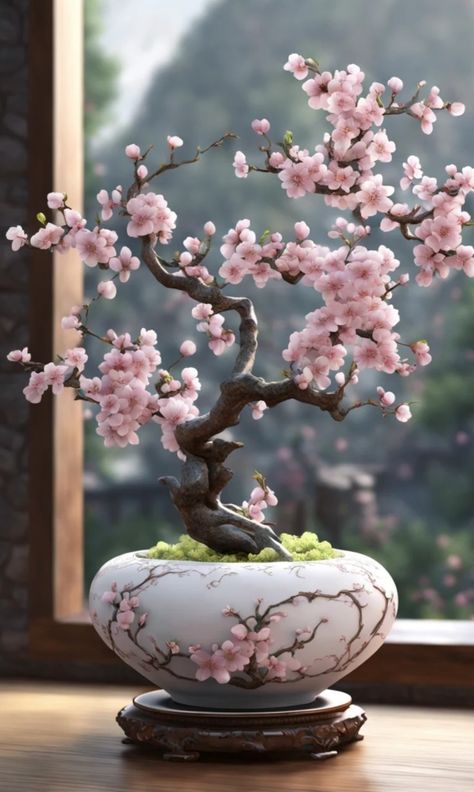 Sakura Bonsai Tree, Cherry Blossom Bonsai Tree, Takken Decor, Cherry Blossom Pictures, Flowering Bonsai Tree, Vintage Brass Decor, Vertical Garden Indoor, Lucky Plant, Ikebana Arrangements