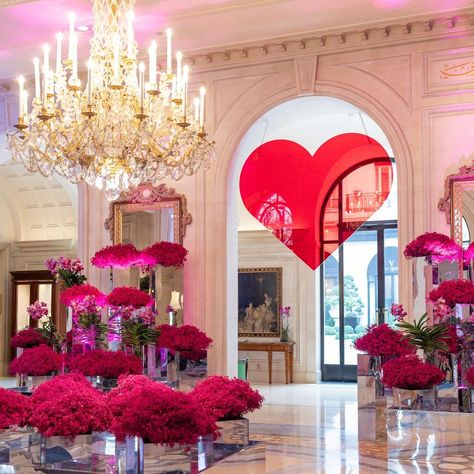 A Parisian Moment on Instagram: “The lobby of the Four Seasons Hotel Georges V in Paris today on Valentine’s Day. The floral displays were designed by @jeffleatham and…” Valentines Day Hotel, Valentine's Day Hotel, V In Paris, The Lobby, The Four Seasons, Four Seasons Hotel, Floral Display, Hotel Lobby, The Four