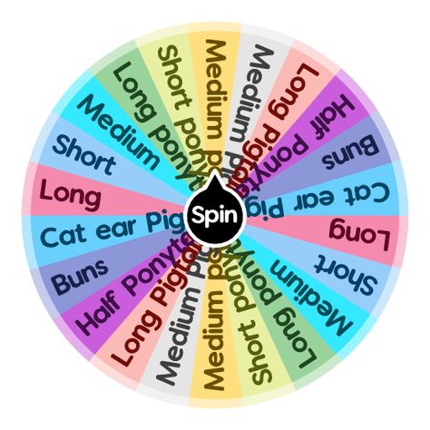 Gacha Spin The Wheel, Aesthetic Wheel Spinner, Spin The Wheel Gacha Oc, Spin The Wheel Game Ideas, Oc Wheel, Hair Roulette, Medium Ponytail, Spinning Wheel Game, Long Pigtails