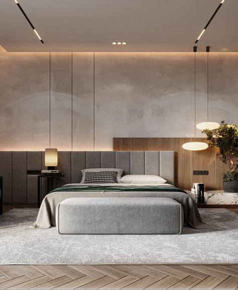 Master room :: Behance Modern Minimal Bedroom Design, Minimal Bedroom Design, Minimal Bedroom, Bedroom Interior Design Luxury, Deco Bedroom, Ceiling Design Bedroom, Interior Design Boards, Home Stairs Design, Master Room