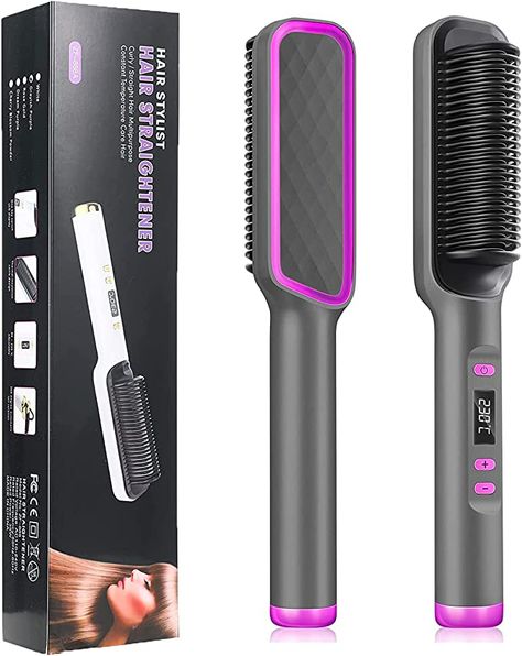 Amazon.com : DBHNEN Hair Straightener Brush, 30-Speed Negative Ion Hair Straightener Styling Comb, Hot Comb Electric, 5 Temp Settings Hair Styling Tools Fast Heated Hair Brush Suitable for Home and Salon : Beauty & Personal Care Best Hair Straightener Brush, Hair Straightening Comb, Heated Hair Brush, Comb Straightener, Brush Straightener, Curl Care, Hot Comb, Hot Brush, Hair Dryer Straightener