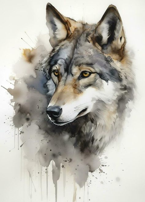 Animals Abstract, Abstract Wolf, Watercolor Wolf, Chalk Pastel Art, Animal Tattoo Ideas, Illustrator Inspiration, Wolf Painting, Animal Illustration Art, Canine Art