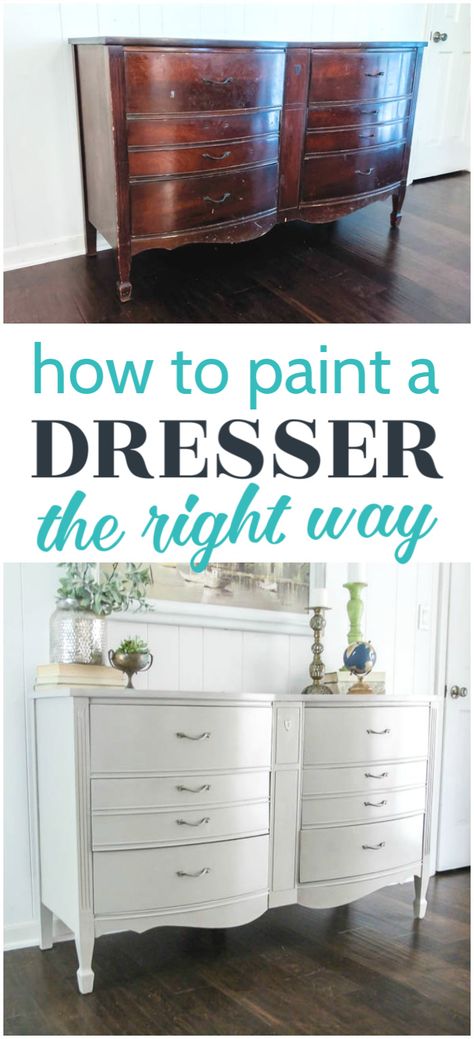 Paint Dresser Diy, Refinished Dresser Diy, Paint A Dresser, Low Dresser, Dresser Refinish, Bedroom Bliss, Diy Dresser, Learn How To Paint, Painted Dresser