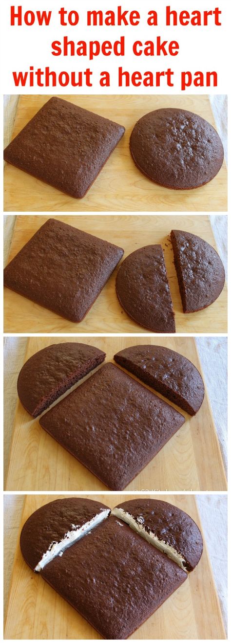 How to make a heart shaped cake without a heart pan Heart Shaped Cake Pan, Cake Heart, Heart Shaped Cake, Cake Decorating For Beginners, Heart Cakes, Shaped Cake, Heart Shaped Cakes, Cake Shapes, Heart Cake