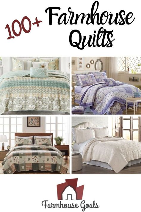 Best farmhouse style quilts for your home. We have a huge collection of farmhouse queen quilts, twin, full, and king-sized quilts for sale. There are plenty of country quilts for sale at Farmhouse Goals. Farmhouse Sheets, Farmhouse Goals, Farmhouse Bedding Sets, Farmhouse Bedroom Furniture, Shabby Chic Quilts, Rustic Quilts, Bedroom Addition, Farmhouse Style Bedrooms, Farmhouse Quilts