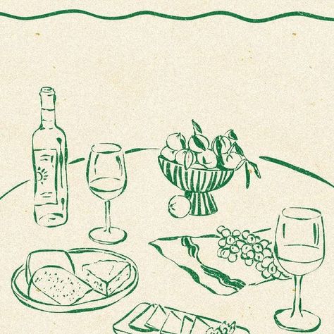 agathe marty on Instagram: "wine, cheese and fruits for diner please 🍇 can this get any more french than that?" Table Sketch, Drawing Table, Wedding Posters, Wine Cheese, Art Table, 로고 디자인, Food Illustrations, Drawing Inspiration, Line Drawing