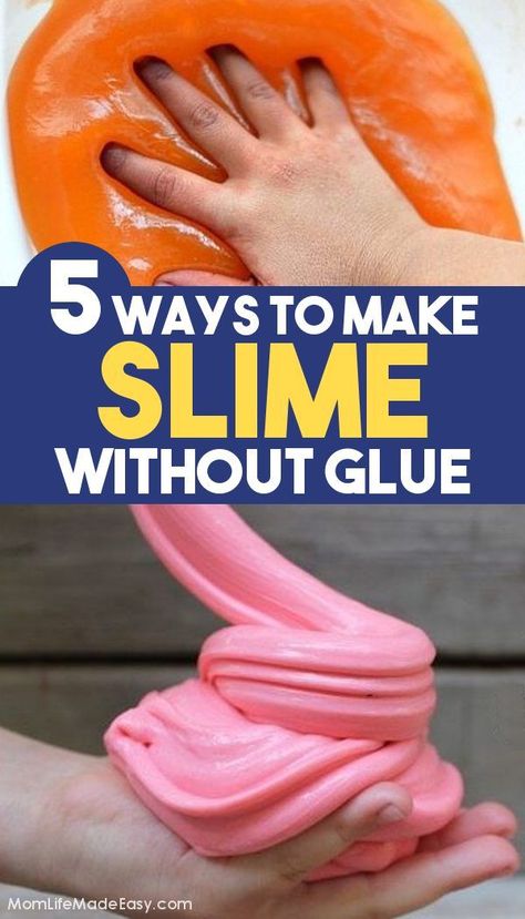 Learn how to make slime without glue and without borax for an easy all natural slime! Several are made without cornstarch as well, so you can pick the best slime recipe for your kids! A fun activity for boys and for girls indoors or outdoors! These simple recipes are easy enough for kids to help make the final product. Try one today! #ActivitiesForKids #Slime #ForKids #FunForKids #SlimeRecipes Slime Recipe Cornstarch, Making Slime Without Glue, Slime With Out Glue, Best Slime Recipe, Slime Without Glue Recipe, Fluffy Slime Without Glue, Make Slime For Kids, Make Slime Without Glue, Slime Recipe Kids