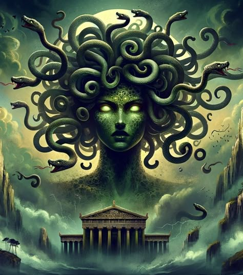 Medea Greek Mythology Art, Medusa Pictures, Halloween Art Ideas, Hellenistic Art, Medusa Art, Medusa Gorgon, Tableau Art, Body Picture, Greek Goddess