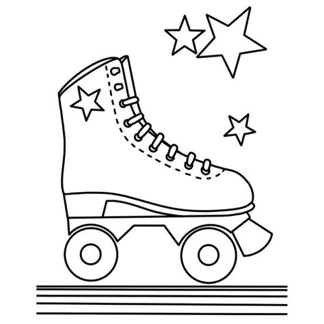 Lorelsberg | Journal and Planner Printables | Life is better when you create Rollerskate Drawing, Roller Skates Drawing, Skate Invitations, Roller Skating Birthday Invitations, Starlight Express, Skate Birthday, Pot Diy, Roller Skating Party, Star Coloring Pages