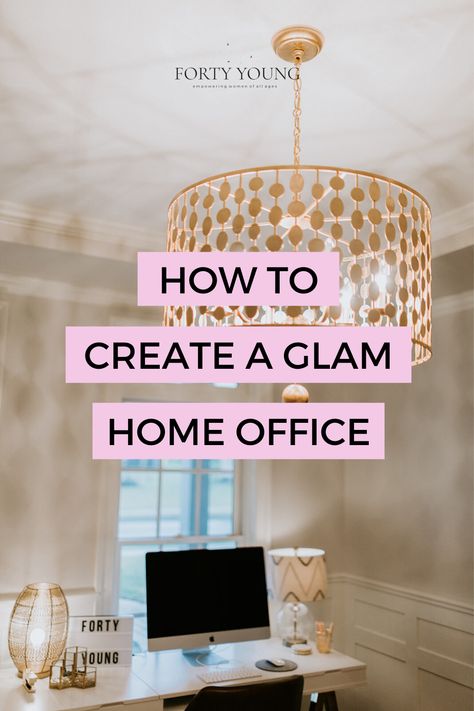 Glamour Home Office, Feminine Craft Room, Glam Office Chair, Pink Home Office Ideas Glam, Hollywood Glam Office, Small Glam Office Ideas, Glam Desk Ideas, Modern Glam Office Decor, Glamorous Office Ideas