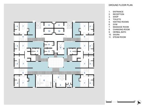 Gallery of Manja Spa / PLAYGROUP Studio + AHCPL - 20 Spa Design Plan Layout, Mountain Resort Floor Plan, Spa Resort Architecture, Spa Plan Design, Thermal Spa Architecture, Sauna Plan Architecture, Spa And Wellness Center Floor Plan, Spa Center Architecture, Spa Layout Plan