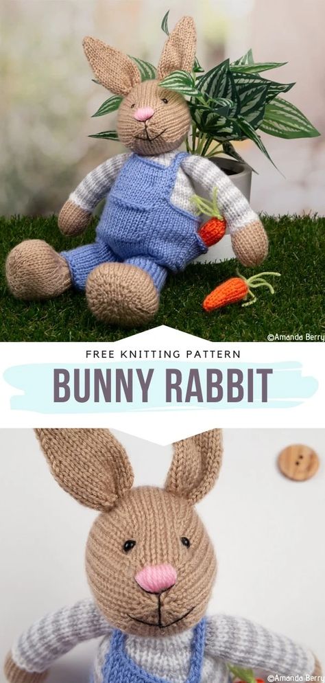 Cuddly Bunnies Free Knitting Patterns Rabbit Knitting Pattern Free, Knitting Dolls Free Patterns, Rabbit Knitting Pattern, Knitted Dolls Free, Teddy Bear Knitting Pattern, Knitted Bunnies, Bunny Knitting Pattern, Knitted Bunny, Hand Knit Doll