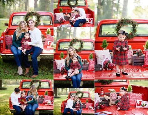 Red Truck Christmas Family Christmas Pictures Truck, Christmas Red Truck Photoshoot, Red Truck Christmas Pictures Family, Old Truck Christmas Photos, Christmas Truck Photoshoot, Red Truck Christmas Pictures, Xmas Photoshoot, Red Truck Christmas, Family Christmas Pictures