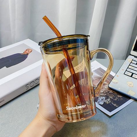 PRICES MAY VARY. 【Product Configuration】 Straw cup includes heat-resistant glass cup*1, glass straw*2, anti-scalding and non-slip cup sleeve*1, double drinking mode cup cover*1 【Durable and Safe】The straws and glass are made of high-quality durable clear glass, lead-free and BPA-free. It can be used safely for a long time. This thick, clear glass can withstand sudden changes in temperature differentials between -68°F and 212°F. If you want to decorate this glass, you can easily DIY without break Iced Coffee Cups, Coffee Milk Tea, Coffee Board, Pretty Coffee, Cute Coffee Cups, Tea Juice, I Drink Coffee, Glass Coffee Cups, Heat Resistant Glass