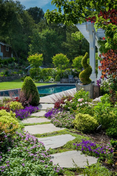 Design, Plants, Flowers, Stone Path, Flowers And Plants, The Pool, A Garden, Pool, Stone