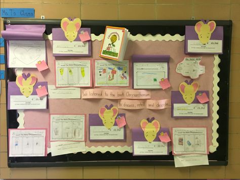 Ms.T's Sweeties First grade Kindergarten Display. Chrysanthemum Book Display. Teaching Major Event, Character and Setting. Chrysanthemum Bulletin Board, Chrysanthemum Book, Sensory Classroom, Character Activities, Beginning Of Year, Character And Setting, Primary Classroom, Book Display, Chrysanthemum