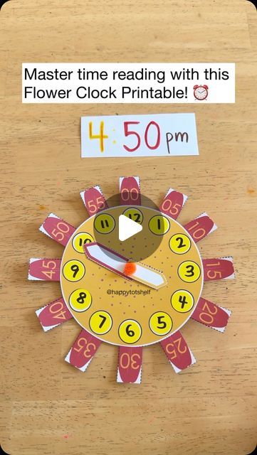 Fynn Sor | Happy Tot Shelf on Instagram: "🕒 Is your child ready to master time reading? Use this Flower Clock printable and follow the step-by-step system below to make learning to tell time a breeze! 🌸
1) Start by learning the clock parts and get to know the minute and hour hands.
2) Explore the clock face and understand how the numbers are arranged.
3) Practice skip counting by 5 to read the minutes accurately.
4) Put it all together to tell the time like a pro! ⏰ 

⭐️ Inside our Big Kids’ Club, we’re all about hands-on learning. Our exclusive Flower Clock printable helps children construct their own clock, making learning about the clock and reading time both fun and interactive. 

⭐️⭐️ This printable is just one of the many resources we offer at The Happy Learners’ Club to build stro Skip Counting By 5, Learning To Tell Time, Clock Printable, Clock Making, Counting By 5's, Learn To Tell Time, Flower Clock, Literacy And Numeracy, Skip Counting