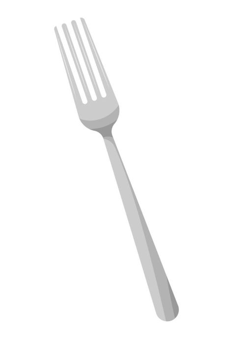 Fork dishware isolated on white background icon. Cartoon silver kitchen eating tool silhouette. Flat style vector illustration. Tool Silhouette, Fork Illustration, Fork Art, Silver Kitchen, Disney Collage, Flat Style, Illustration Vector, Vegetable Dishes, Fashion Flats