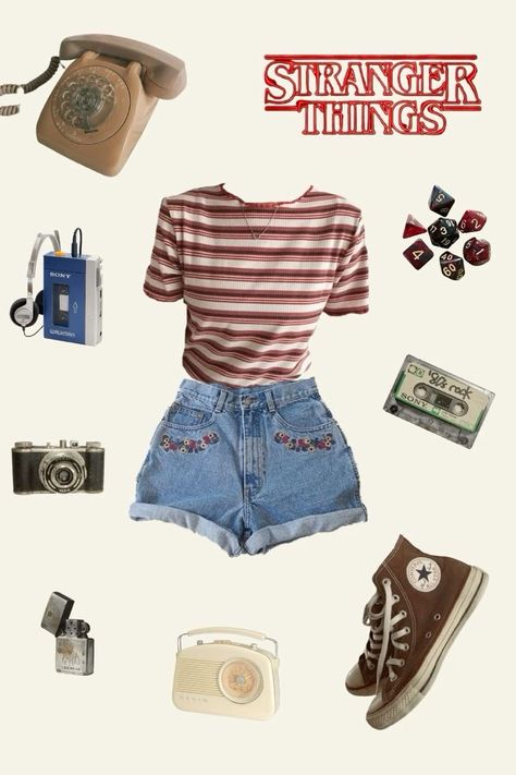 1994 Outfits Aesthetic, Stranger Things Inspo Outfits, Stranger Things Summer Outfits, Stranger Things Aesthetic Clothes, 80s Stranger Things Outfits, Stranger Things Clothes Aesthetic, Stranger Things Oc Outfit, Summerween Aesthetic Outfits, Stranger Things Aesthetic Outfit