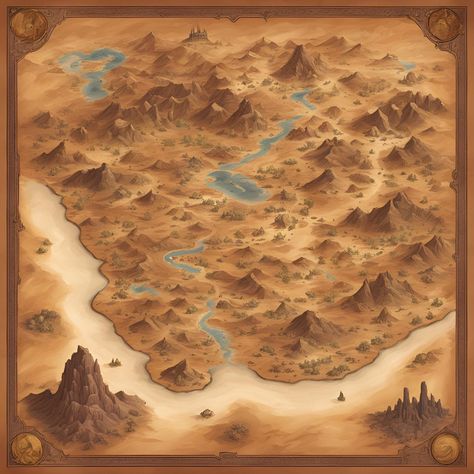 Roll20 Maps, Desert Map, Dark Sun, West Art, Old Map, Top View, Wild West, Cyberpunk, Incense