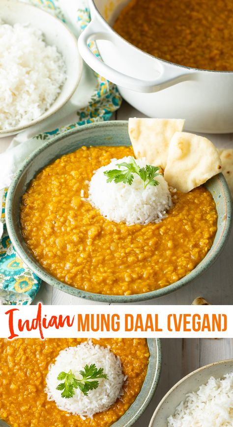 Irresistible Mung Daal Recipe - Known as Moong Dal and Mung Dahl, this vegan-friendly and gluten-free Indian dish is incredibly delicious and comforting, super healthy, and terrifically easy to make at home. #mungdaal #mungdal #mungdahl #moongdal #moongdahl #moongdaal #indianrecipes #curry #lentils #vegan #vegetarian #glutenfree #aspicyperspective Daal Recipe Indian, Dahl Recipe, Vegan Indian Recipes, A Spicy Perspective, Ayurvedic Recipes, Red Lentils, Dal Recipe, Moong Dal, Curry Dishes