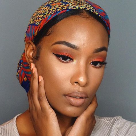 ✨ Go follow @blackgirlsvault for more  celebration of Black Beauty, Excellence and Culture♥️✊ Cherry Emoji, Iridescent Highlighter, Headwrap Hairstyles, Woc Makeup, Dag Make Up, Elegantes Makeup, Mekap Mata, Flot Makeup, Head Wrap Styles