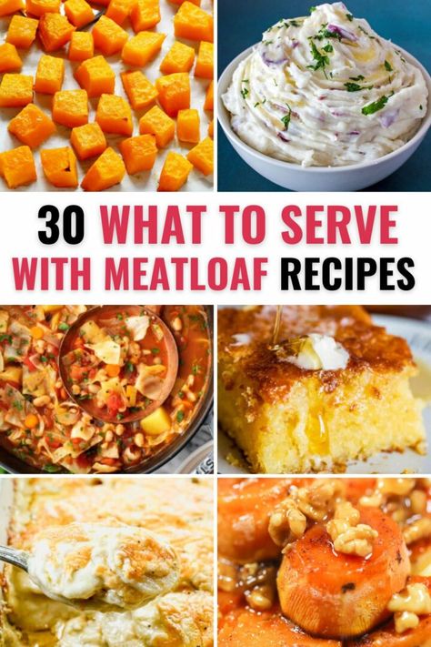 Wondering what to serve with meatloaf? This collection has you covered from side dishes with vegetables and potatoes to desserts. Sides Dishes For Meatloaf, What Goes Good With Meatloaf, Meatloaf Side Dishes Ideas, Side Dishes With Meatloaf, Side Dish For Meatloaf, Meatloaf Sides Dishes Ideas, Sides With Meatloaf, Sides To Go With Meatloaf, Meatloaf Sides Dishes