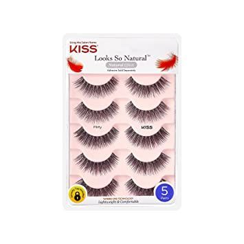 KISS Looks So Natural False Eyelashes Multipack, Lightweight & Comfortable, Natural-Looking, Tapered End Technology, Reusable, Cruelty-Free, Contact Lens Friendly, Style Flirty, 5 Pairs Best Drugstore Lashes, Kiss Eyelashes, Best Eyelash Glue, Best Fake Eyelashes, Best False Eyelashes, Kiss Products, Kiss Lashes, Cat Eye Lash, Natural False Eyelashes