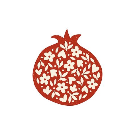 Pomegranate Drawing, Pomegranate Art, Watercolor Art Face, Pomegranate Design, Lino Art, Watercolor Fruit, Fabric Stamping, Hand Drawn Vector Illustrations, Modern Print