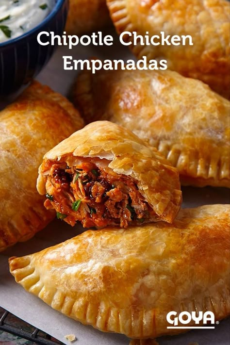 Goya Empanadas Recipe, Empanada Ideas, Picadillo Empanadas, Goya Recipes, Goya Recipe, Empanadas Recipes, Chipotle Peppers In Adobo Sauce, Beef Empanadas Recipe, Empanada Dough