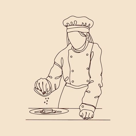 Free vector hand drawn chef outline ill... | Free Vector #Freepik #freevector #food #drawing #illustration #outline Chef Illustration Drawing, Chef Sketch, Food Drawing Illustration, Chef Drawing, Chef Aesthetic, Chef Illustration, Chef Art, Illustration Outline, Dibujos Aesthetic