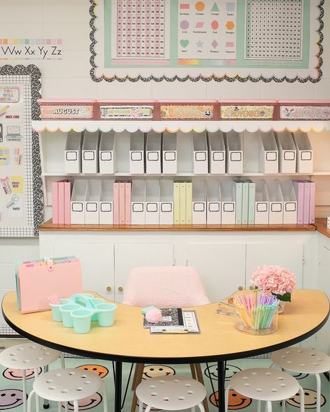 BEFORE and AFTER… Swipe right for the transformation! Teacher workspace inspiration! 😍 We gave Avery her own space filled with lots of organization and storage! This space also doubles as a small group area! #classroommakeover #classroomsetup #classroomtransformation #teacherdesk #teacherdecor #teacherworkspace #classroomideas #classroominspiration #beforeandafter Teacher Desk Area, Small Group Area, Teacher Desk Areas, Teacher Desk Organization, Classroom Makeover, Classroom Transformation, Desk Area, Teacher Desk, Desk Areas