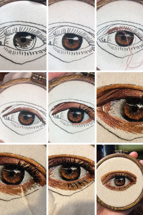 how to embroider a realistic human eye How To Embroider, Embroidery Eyes, Realistic Embroidery, Eyes Embroidery, Eye Embroidery, Animals And Humans, Embroider Ideas, Realistic Eyes, Portrait Embroidery