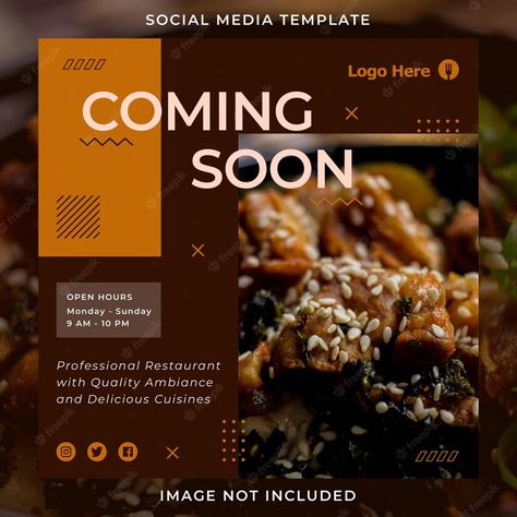 Instagram Post Template, Menu Design, Post Templates, Social Media Template, Coming Soon, Free Download, For Free, Restaurant, Illustrations