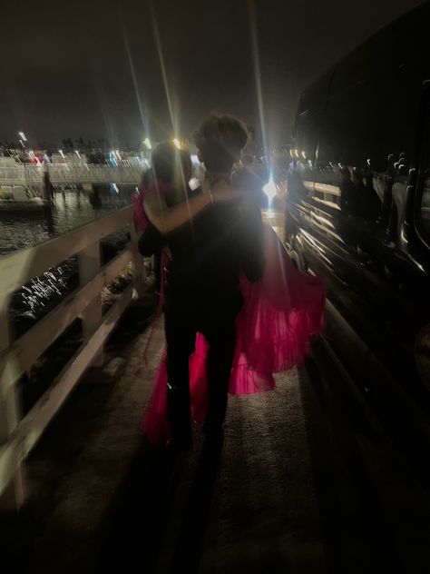 Boyfriend Carrying Girlfriend In Arms, Prom Date Aesthetic, Prom Aesthetic Couple, Hot Pink Prom Couple, Prom With Boyfriend, Fake Dating Aesthetic, Prom Night Aesthetic, Prom Dates Couples, Boyfriend Holding Girlfriend