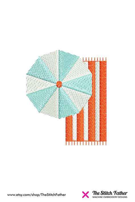 "*INSTANT DOWNLOAD* for a BEACH UMBRELLA TOWEL machine embroidery design. Mini Beach Umbrella - Small Beach Umbrella and Towel - Cute Sunshade Beach Towel - Vintage Holidays Summer - Instant download. Instantly after payment, you will receive an email from Etsy to the address listed on your order page with a link to download the embroideries. You must have an embroidery machine to use these files. SIZES 3 sizes included: 1.07x1.25 inch = 27.2x31.7 mm = 2675 stitches 1.49x1.75 inch = 37.8x44.4 mm Beach Embroidery Ideas, Embroidery Beach Designs, Beach Design Ideas, Beach Embroidery Designs, Summer Embroidery Designs, Machine Embroidery Ideas, Umbrella Embroidery, Embroidery Machine Ideas, Embroidery Beach