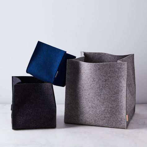 Graf Lantz Collapsible Felt Storage Bin by Food52 - Dwell Felt Storage, Lint Roller, Glass Food Storage, Cleaning Storage, Glass Food Storage Containers, House Design Photos, Modern Storage, Leather Hide, Storage Bin