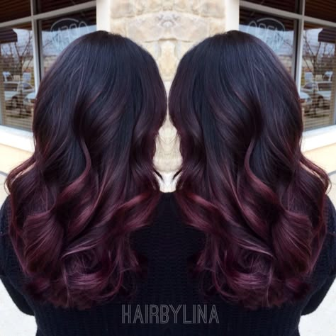 Burgundy ombre on Instagram @ mirror_mirror_onthewall Attractive Hairstyles, Thanksgiving Hairstyles, Halloween Hairstyles, Hair Color Burgundy, Red Highlights, Girls Halloween, Burgundy Hair, Hair Color Highlights, Trendy Hair Color